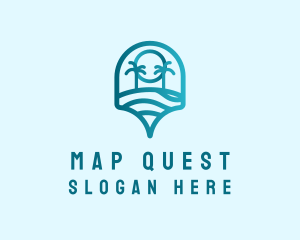 Vacation Palm Map Pin logo design