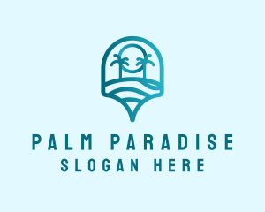 Vacation Palm Map Pin logo design