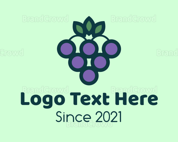 Organic Grapes Fruit Logo