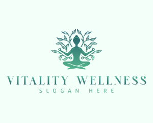 Woman  Wellness Yoga Leaf logo design