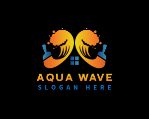 Wave Paint Brush Maintenance logo design