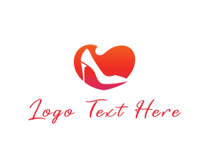 Shoe Salon - Heart Stiletto Heels logo design