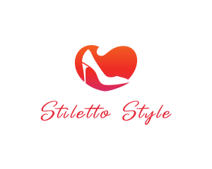 Stiletto - Heart Stiletto Heels logo design