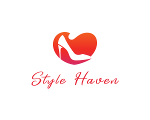 Romantic - Heart Stiletto Heels logo design