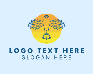 Travel Guide - Airplane Sun Palm logo design