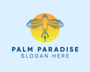 Airplane Sun Palm logo design