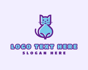 Cat Food - Pet Cute Cat logo design