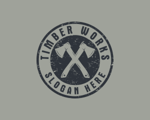 Logger - Carpenter Rustic Axe logo design