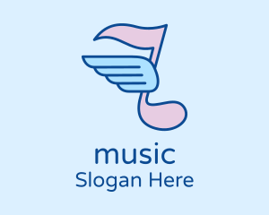 Wing Music Note  logo design
