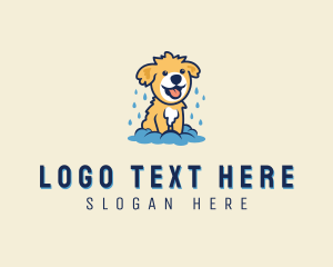 Pet Salon - Bathing Puppy Dog logo design