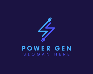 Power Lightning Plug logo design