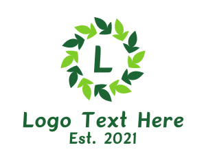 Organic - Leaf Wreath Ornament logo design