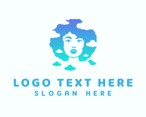 Lady - Clouds Afro Lady Hairstyle logo design
