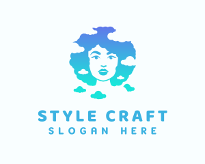 Clouds Afro Lady Hairstyle logo design