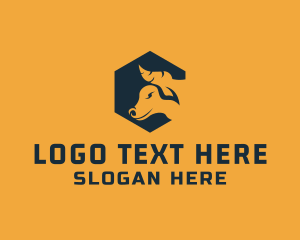 Horns - Wild Buffalo Hexagon logo design