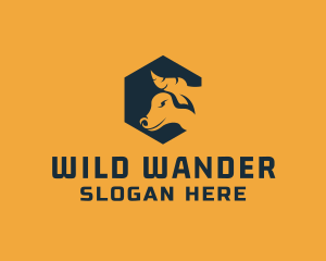 Wild Buffalo Hexagon logo design