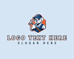 Vintage - Dog Handyman Hammer logo design