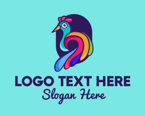 Fowl - Colorful Peacock Zoo logo design