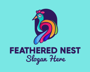 Feathers - Colorful Peacock Zoo logo design