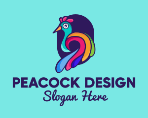 Peacock - Colorful Peacock Zoo logo design