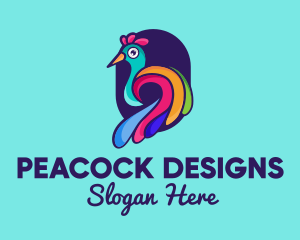 Colorful Peacock Zoo logo design