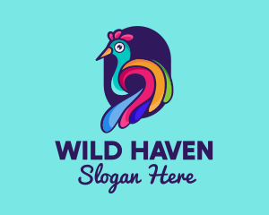 Colorful Peacock Zoo logo design