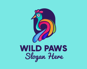 Colorful Peacock Zoo logo design