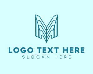 Line - Modern Digital Tech Letter M logo design