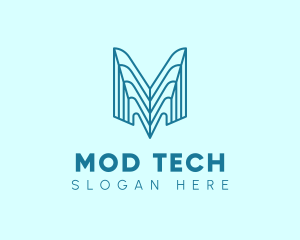 Modern Digital Tech Letter M logo design