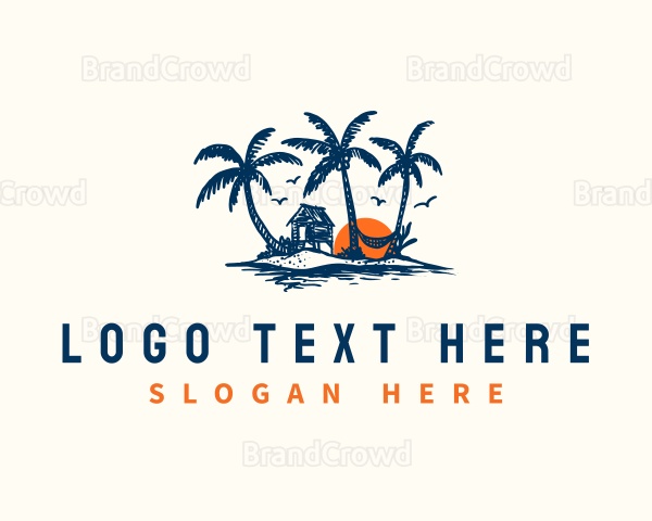 Beach Island Sunset Logo