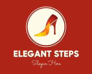 Fire Stiletto Heel logo design