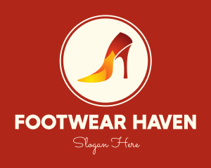 Fire Stiletto Heel logo design