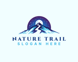 Trail - Mountain Peak Trail Moon logo design
