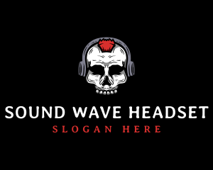 Headset - Skull Headset Rocker logo design