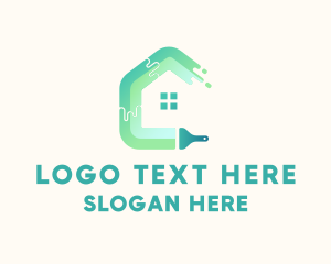 Neat - Minimalist House Brush logo design