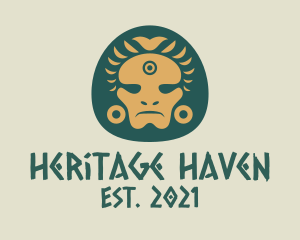 Ancestry - Aztec Chieftain Face logo design