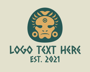 History - Aztec Chieftain Face logo design