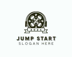 Gym Dumbbell Jump Rope logo design