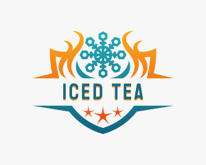 Cooling Heating Snowflake Shield logo design