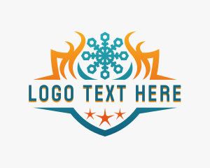 Heating - Cooling Heating Snowflake Shield logo design