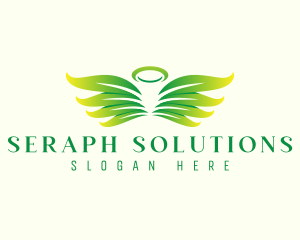 Seraph - Leaf Angel Wings logo design