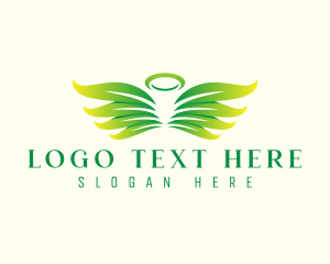 Cherub - Leaf Angel Wings logo design