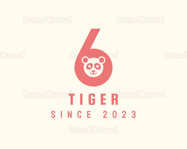Panda Bear Number 6 Logo