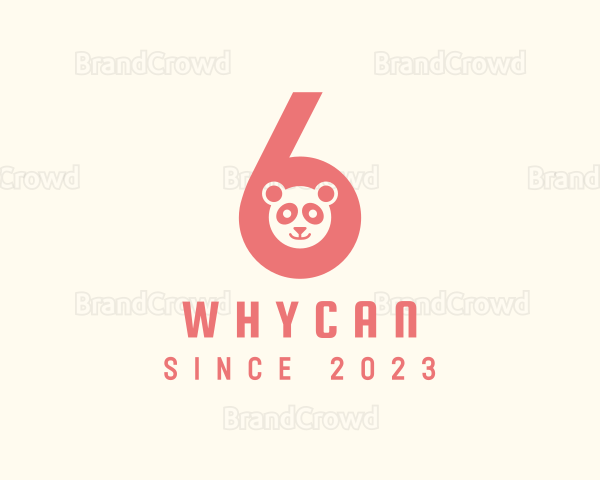 Panda Bear Number 6 Logo