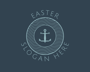 Aqua - Anchor Water Marine Badge logo design