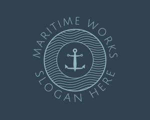 Anchor Water Marine Badge logo design