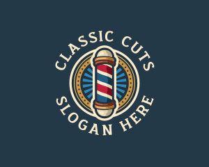 Retro Barber Pole logo design