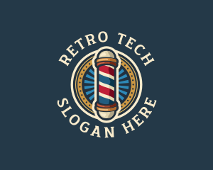 Retro Barber Pole logo design