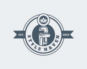 Repairman - Crown Plumbing Wrench logo design