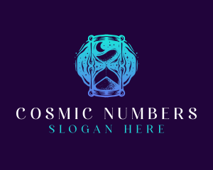 Cosmic Night Hourglass logo design